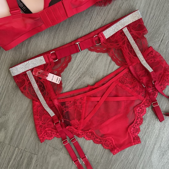 NWOT VICTORIA’S SECRET VERY SEXY PUSH UP SHINE STRAP BRA+ GARTER+ PANTY, 34D/S - Picture 4 of 4